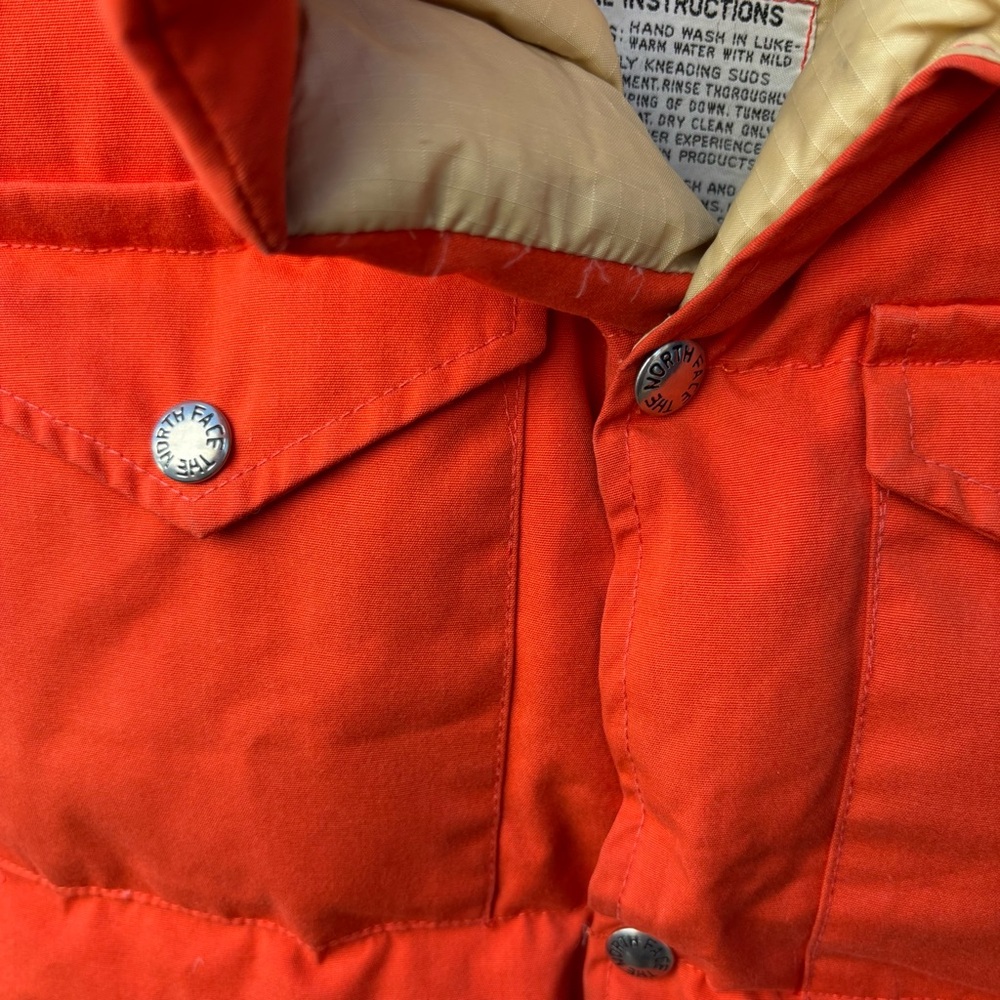 Vintage North Face Puffer Vest Large Goose Down Orange Jacket 70s Rare unisex - Picture 2 of 10